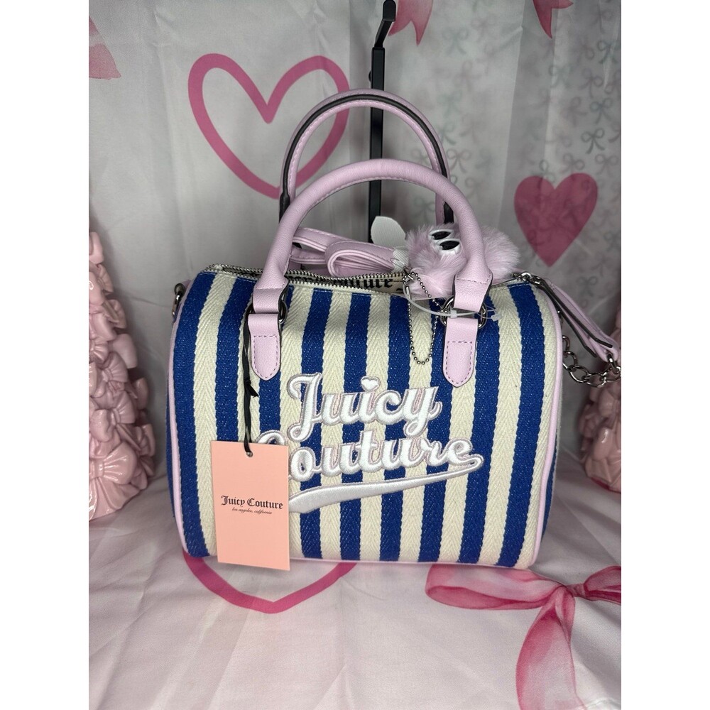 Juicy Couture Blue Stripe #7 Free To Be Juicy Speedy Satchel